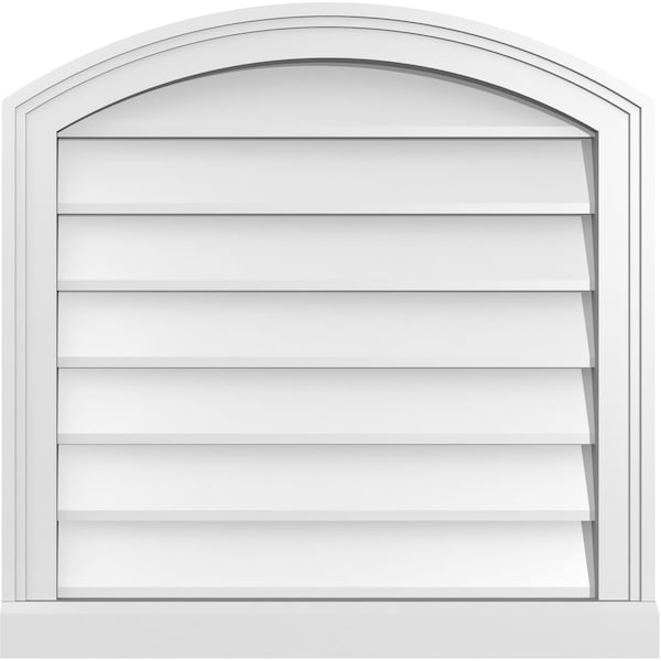 Ekena Millwork Arch Top Surface Mount PVC Gable Vent: Functional, w/ 2"W x 2"P Brickmould Sill Frame, 24"W x 24"H GVPAR24X2403SF - main